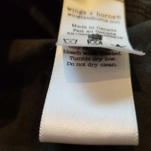 Wings + Horns Men Large Casual Button Up Shirt Pockets Cotton Black Short Sleeve - Picture 4 of 9